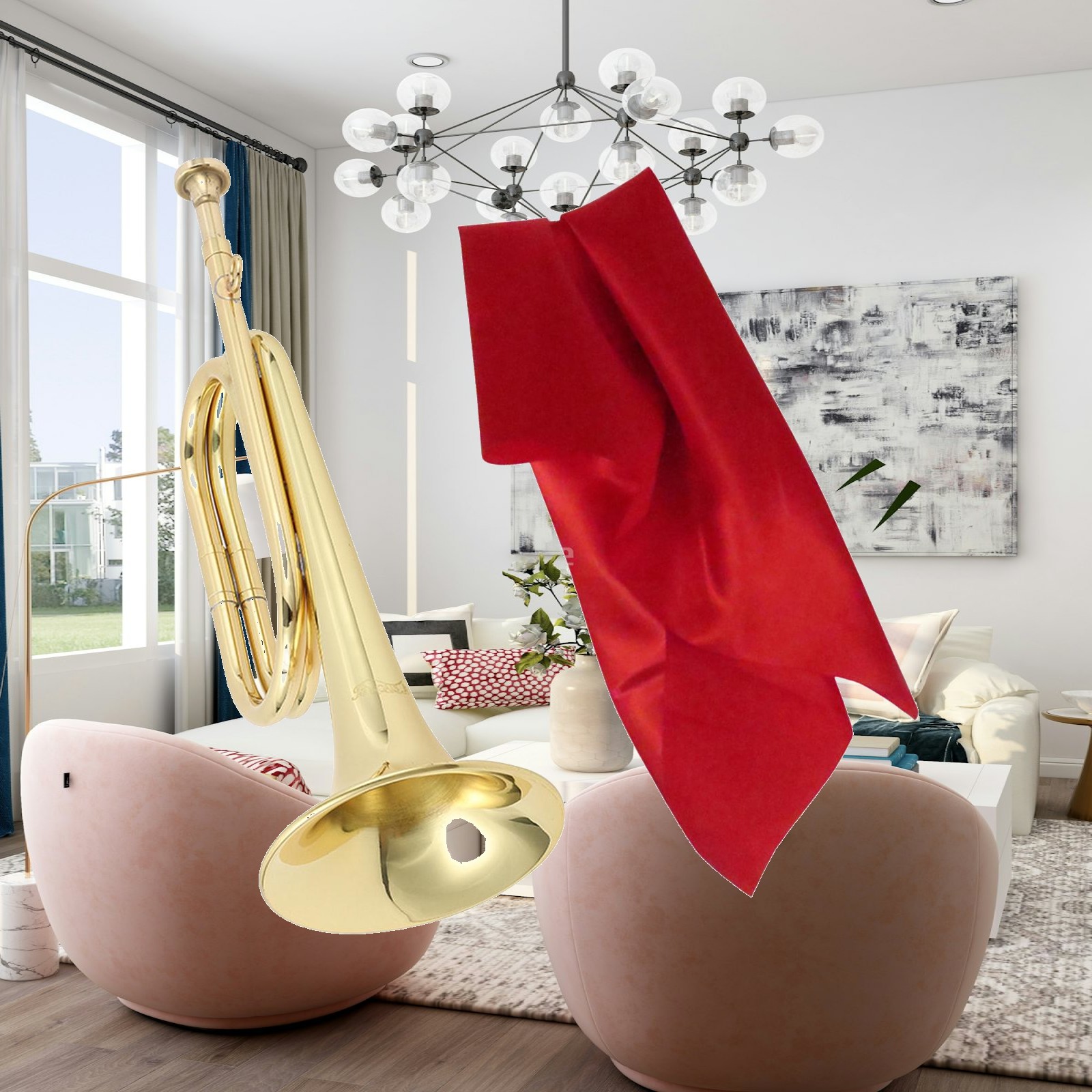 Musical Instrument Bugle - Миниатюрный латунный тромбон с золотистым покрытием,